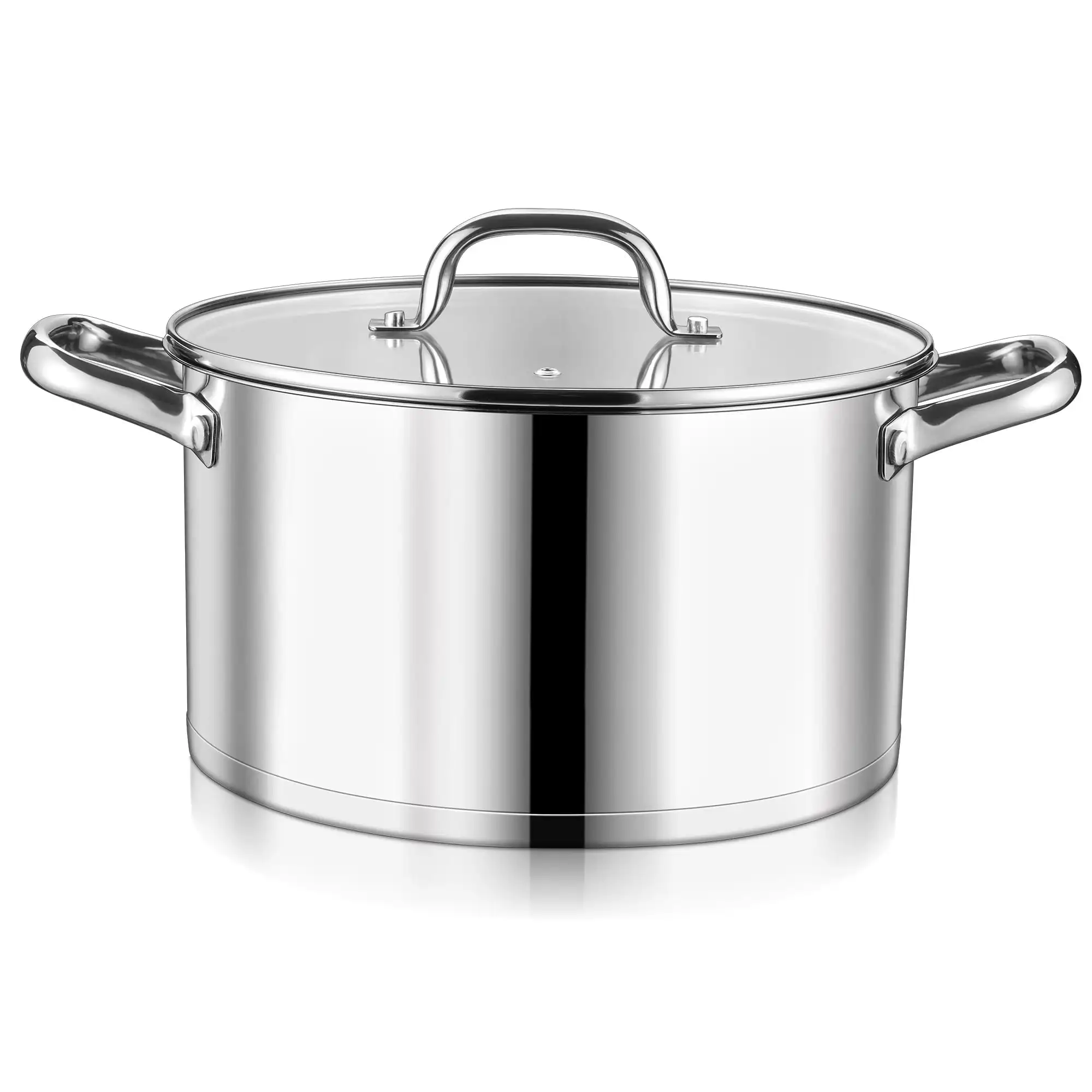 

8 QT Stock Pot with Lid, 3 Tri-ply Stainless Steel Cooking Pot for Induction Gas Electric Stove, Stockpot for Cooking Soup