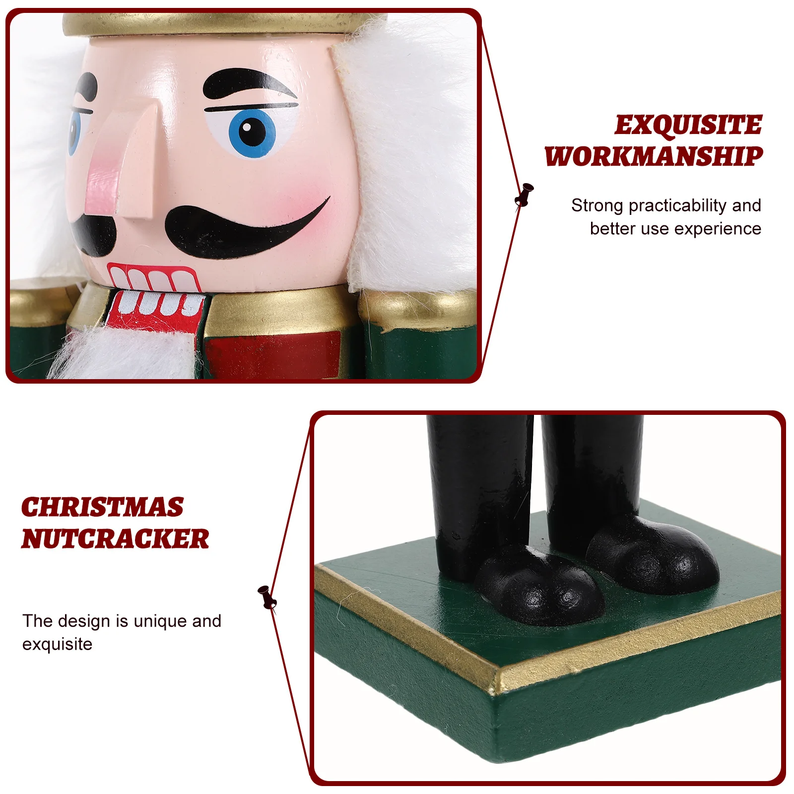 

Traditional Wooden Nutcracker Soldier Classic Christmas Theme Decorative Statuette for Holiday Season Festive Atmosphere Xmas