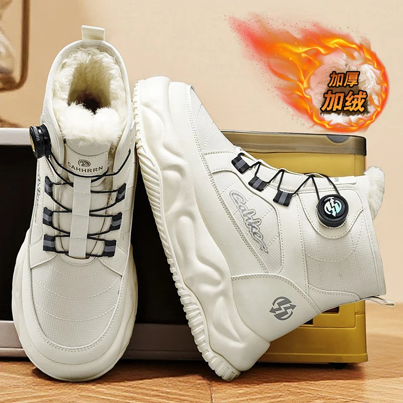 2025 رجل الثلوج الشتاء أحذية حذاء كاجوال الكاحل الفراء الدافئة الجلود كاوبوي القتالية دراجة نارية المشي لمسافات طويلة في الهواء الطلق مصمم فاخر