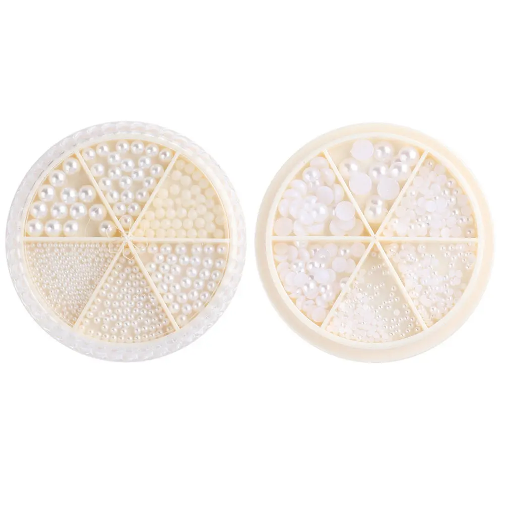 

2 Boxes Pearl Nail Decor Semicircle Round Beads for DIY Manicure Art Clean Surface Base Polish Apply Elegant Finish Fine
