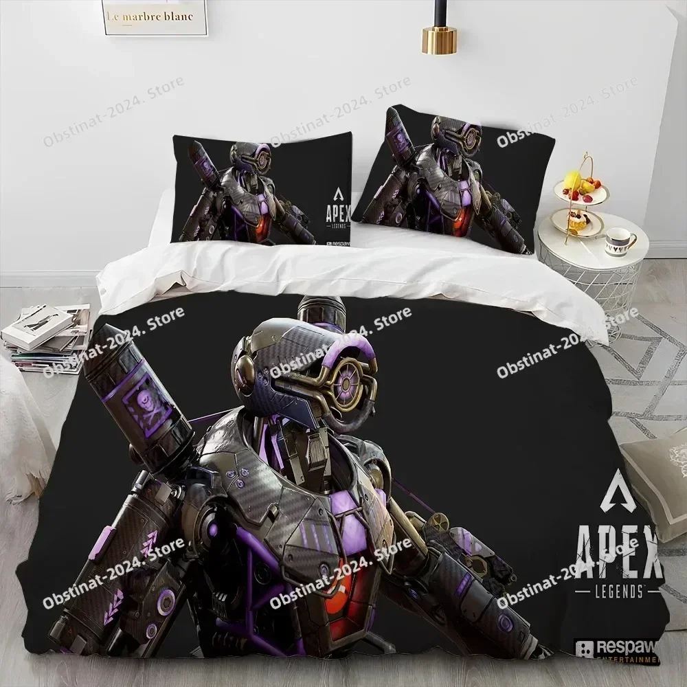 A-Apex Legends Game Gamer Cartoon 3D Print Comforter Bedding Set,Duvet Cover Bed Set Quilt Cover Pillowcase,King Queen Size 021
