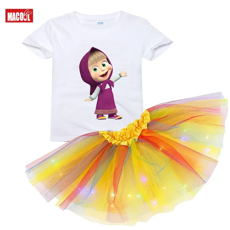 Girl Clothes Set Rainbow Dress Tutu Dress Suit Children Clothing Summer Skirt Kids Clothing Light Toddler Birthday Outfits Party