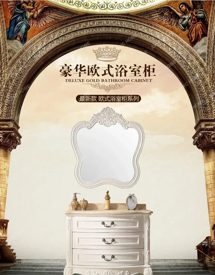 

H Bathroom Cabinet Arc Small Apartment Bathroom Hand Washing Washbasin Cabinet Combination Solid Wood