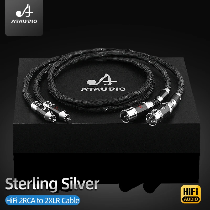 Sterling Silver HiFi 2RCA to 2XLR Balanced Audio Cable  With 2RCA to 2XLR Male/Female Connector for Amplifier CD Player