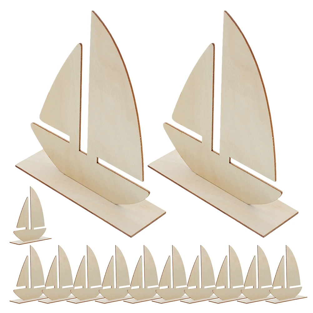 

15pcs Sailboat Painting Stencil Blank Wooden Ornaments Craft Supplies Wood Chips Diy Ocean Cutouts Unpainted Crafts