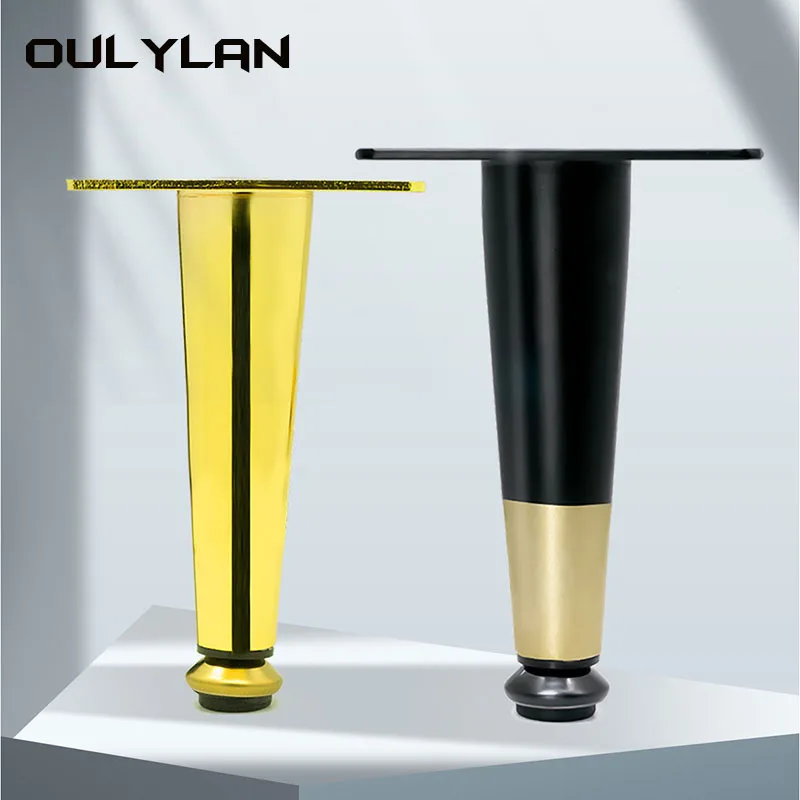 

Oulylan 4pcs Furniture Legs Coffee Table Legs Black and Gold Metal Home Sofa Leg TV Cabinet Leg Inclined Cone Pin Chair Leg