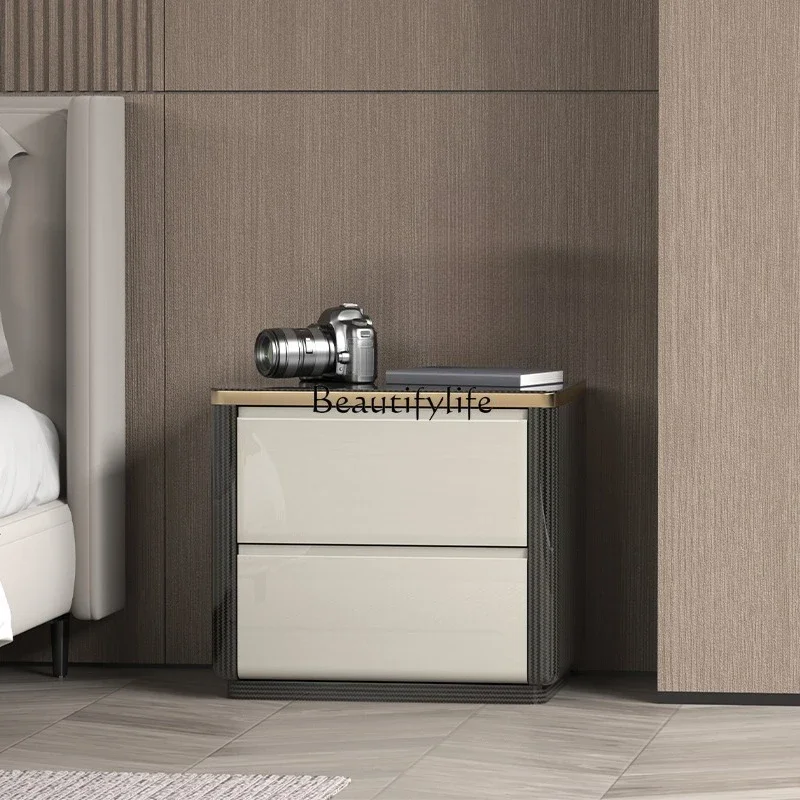 

yj19 Light luxury high-end small bedroom bedside cabinet storage cabinet small apartment black