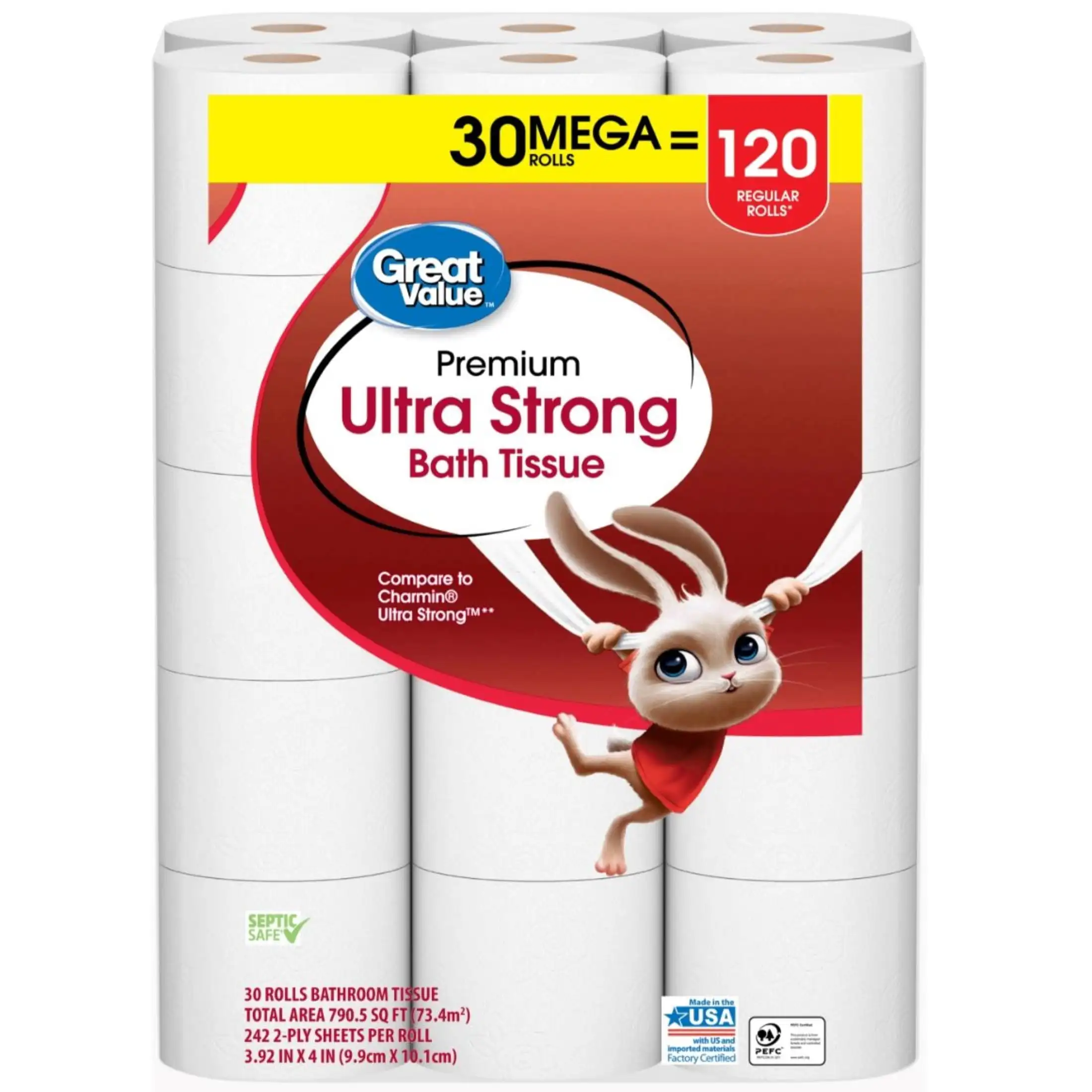 Ultrasterk 2-laags toiletpapier, 30 megapier rollen