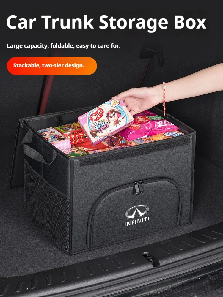 Car trunk large capacity Foldable storage box shoe storage organizing box For Infiniti Q30 Q80 Q60 Q50 QX60 QX50 QX80 QX55 ESQ
