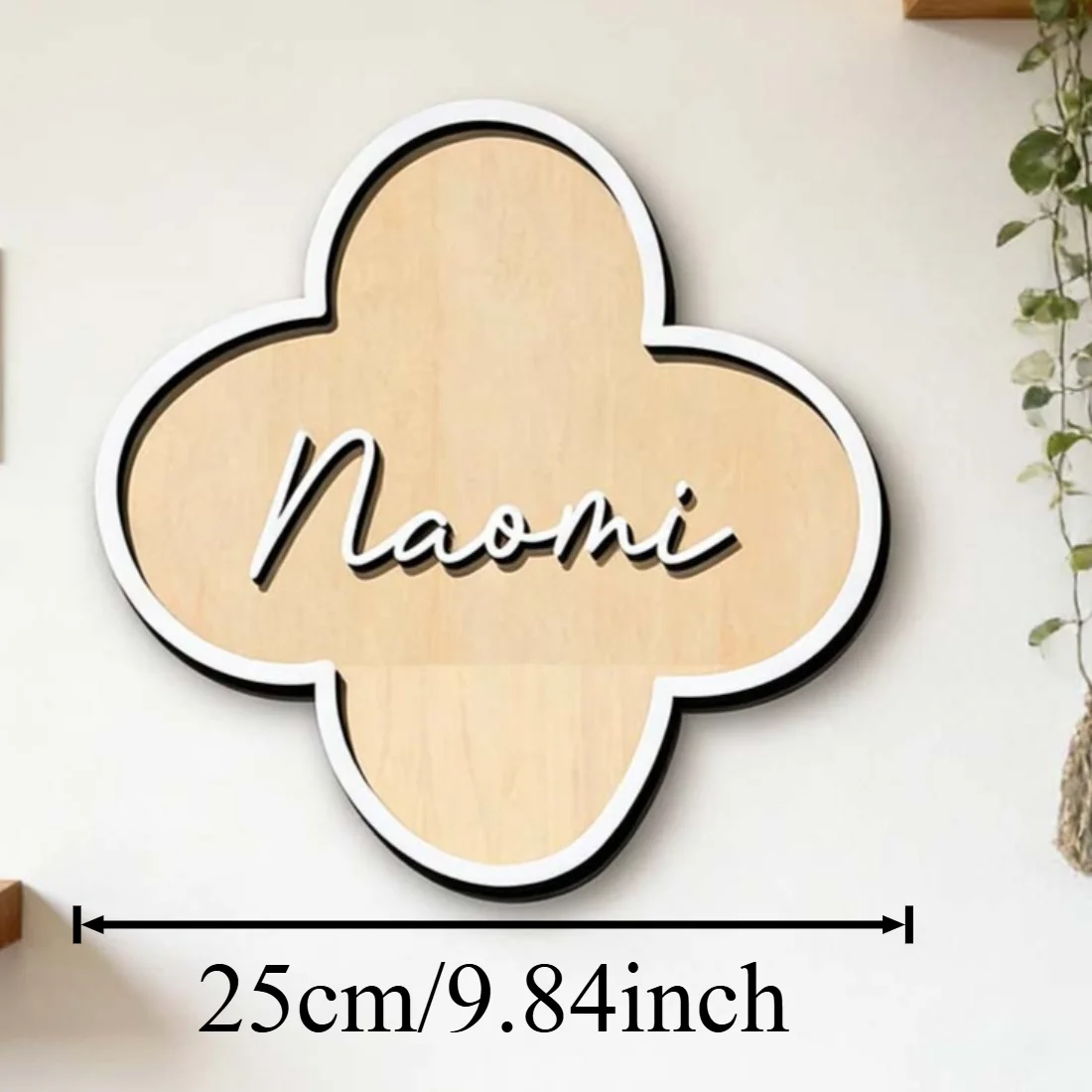 Custom Name Clover Wooden Name Sign Wood Wall Plaque Personalized Four Leaf Clover Door Hanging Decor Nursery Bedroom Wall Art