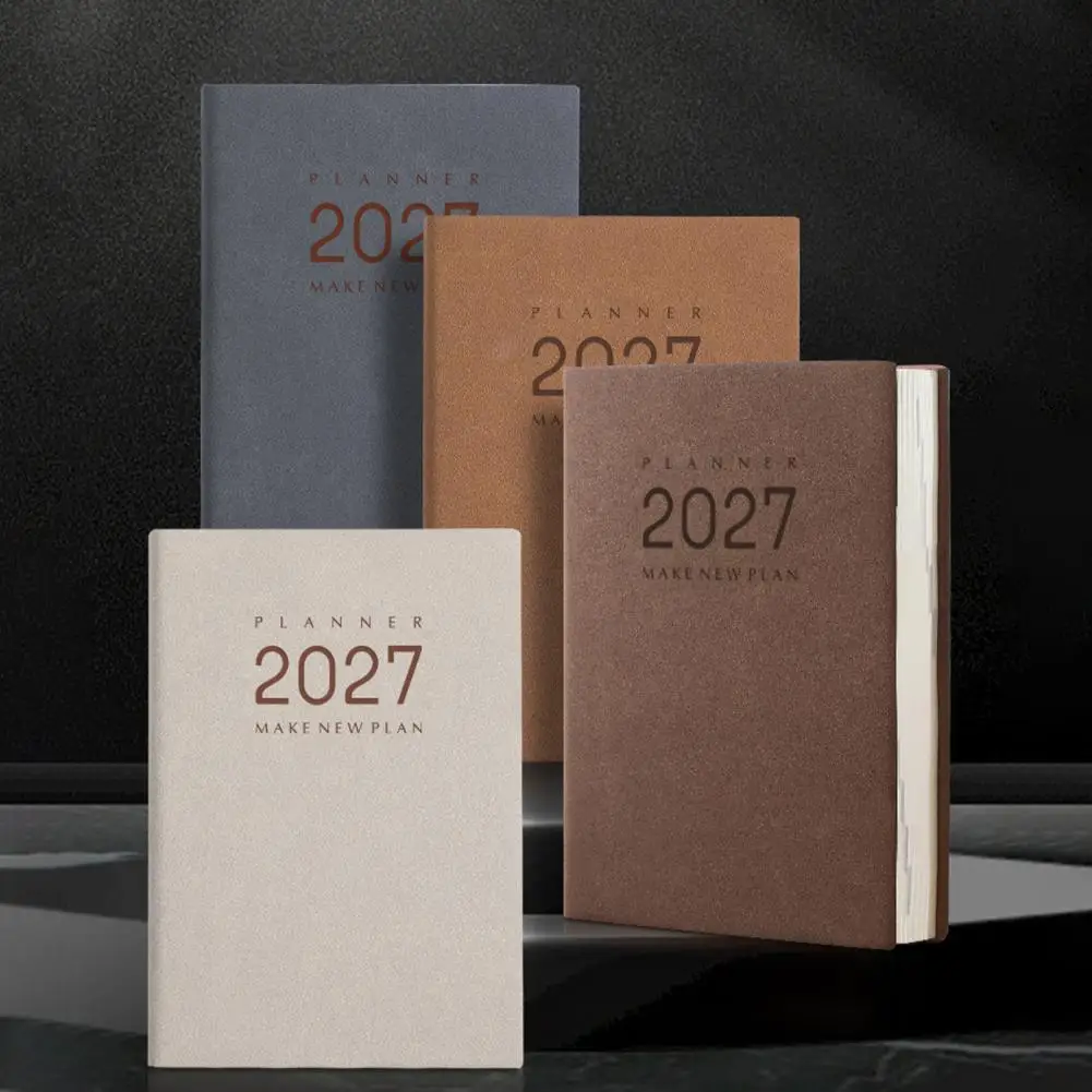 2027 Daily Monthly Planner Agenda, Vintage Sheepskin Texture Cover, Thick Paper Planner Book for Business Office And Personal