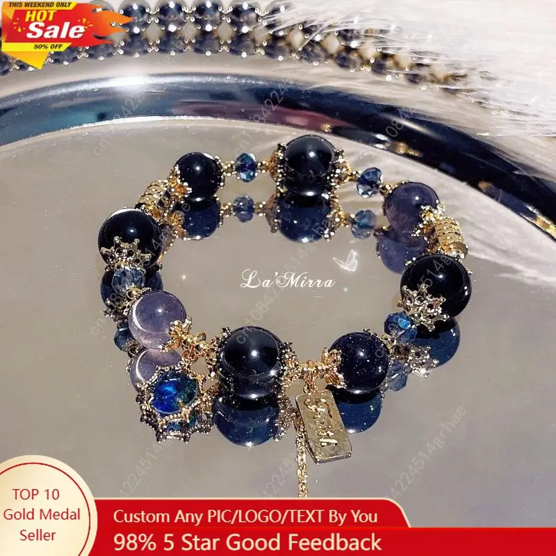 

1Pc Exquisite Agate Crystal Fashion Style Natural Stone Colourful Beaded Bracelet Men Women Party Daily Gift