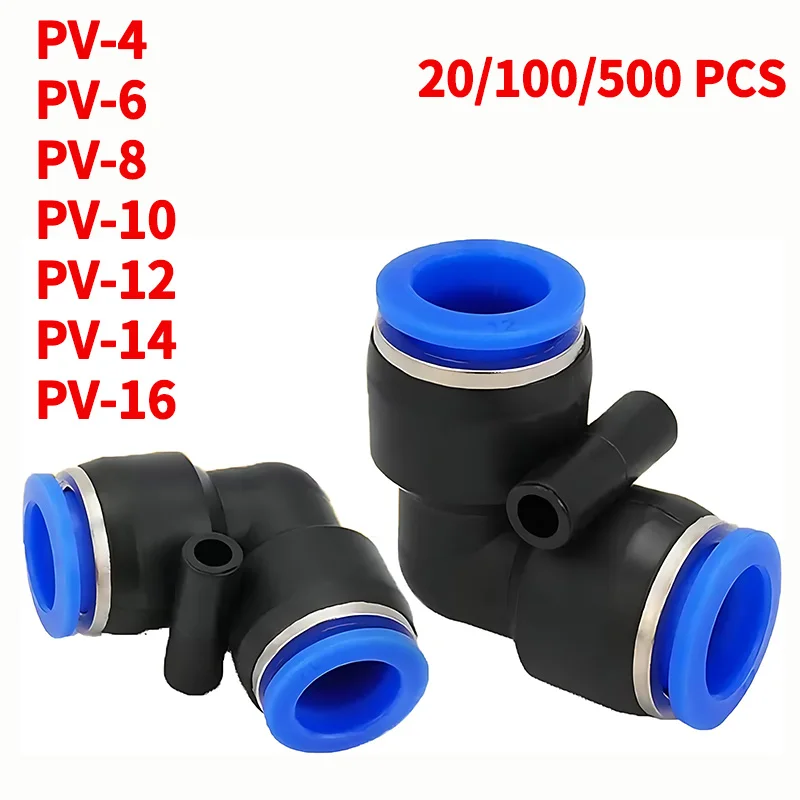 

20/100/500pcs PV Pneumatic Connector L-Shaped Plastic Hose 4mm 6mm 8mm 10mm 12mm Elbow Pipe Air Fitting Push In Quick Connector