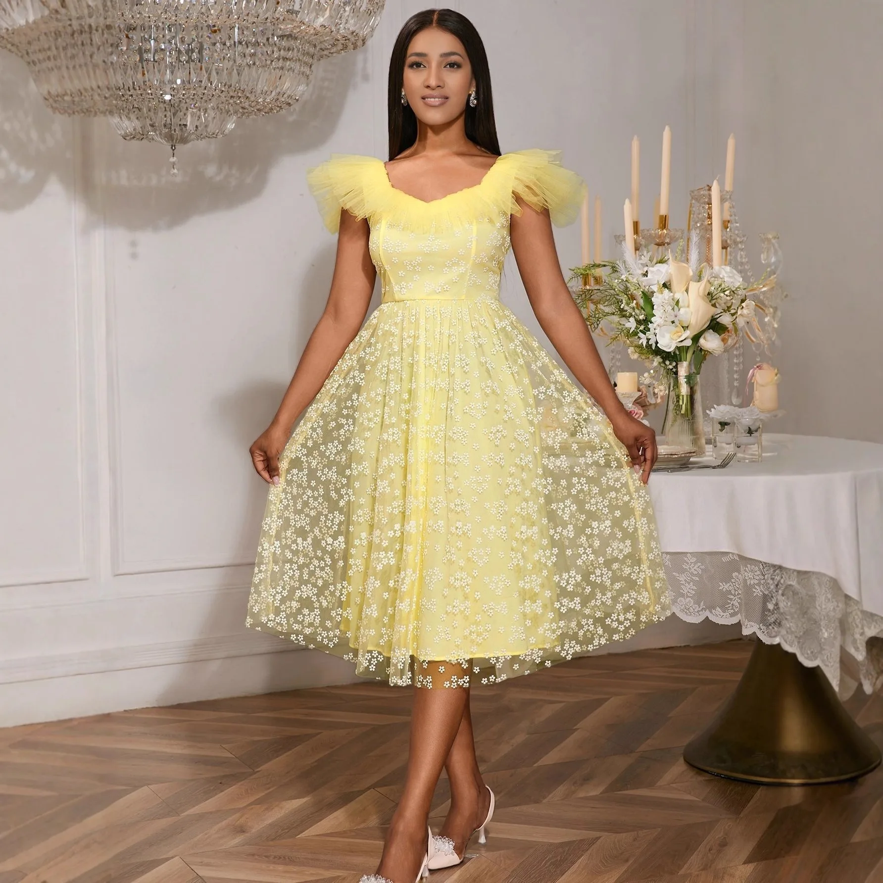 

Французское романтическое маленькое сетчатое платье с квадратным вырезом сливы, элегантное вечернее платье трапециевидной формы с завязкой на талии, халат, женское платье