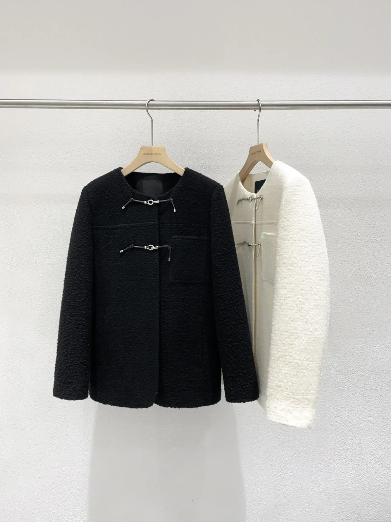 

Nok Xiaola Authentic Winter Coat Fur Button Straight Cut Korean Sle Wool Blend Long Sve round Ne Coat