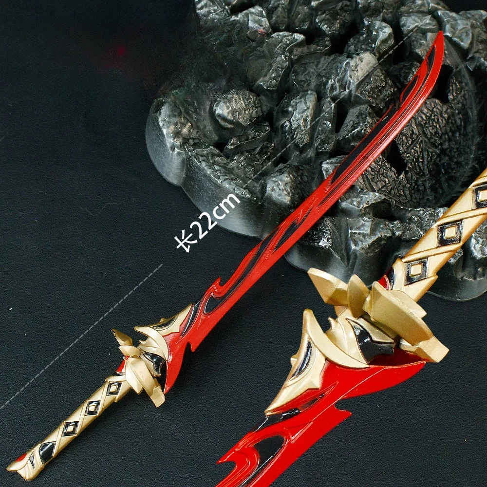 22 センチメートル/8.66 インチ原神インパクト Kagotsurube Isshin 悪魔の剣ゲーム周辺機器刀ナイフ金属包茎武器モデル装飾品おもちゃ
