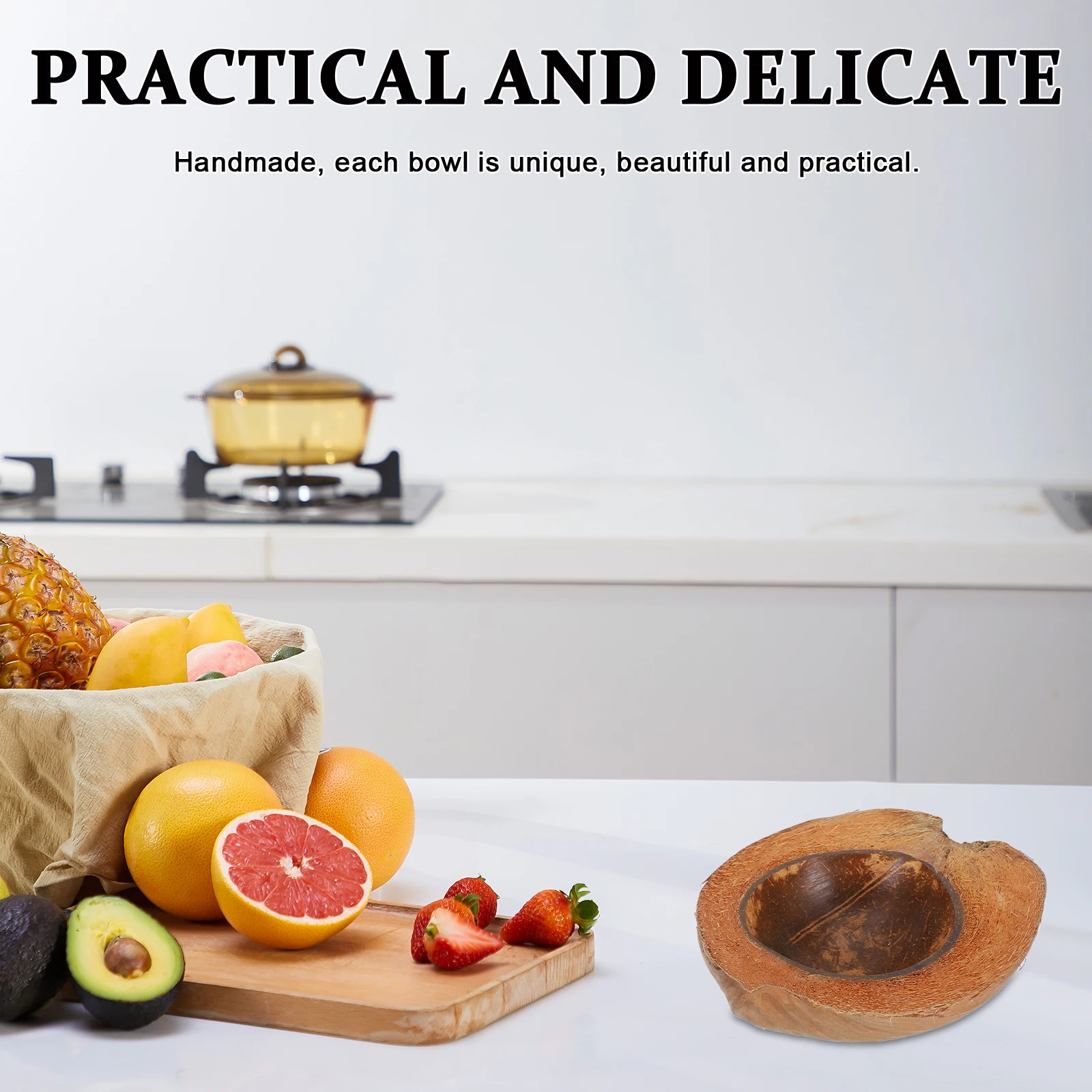 

Coconuts Shell Bowl Stylish Multipurpose Food Snack Storage Salad Dessert Holder Natural Decorative Household Fruit Bowl