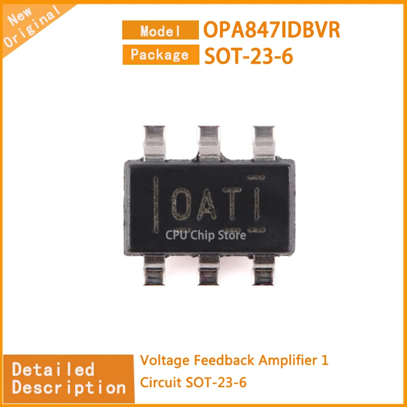 5Pcs/Lot  New Original  OPA847IDBVR  OPA847  Voltage Feedback Amplifier 1 Circuit SOT-23-6