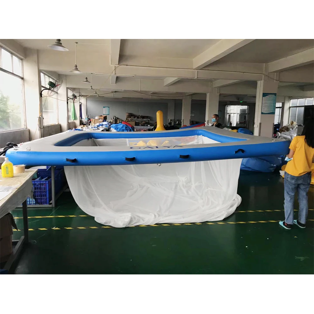 

Commercial Inflatables Factory Custom Made Inflatable Deck Platform Pool Anti-jellyfish Inflatable Ocean Sea Pool With Net