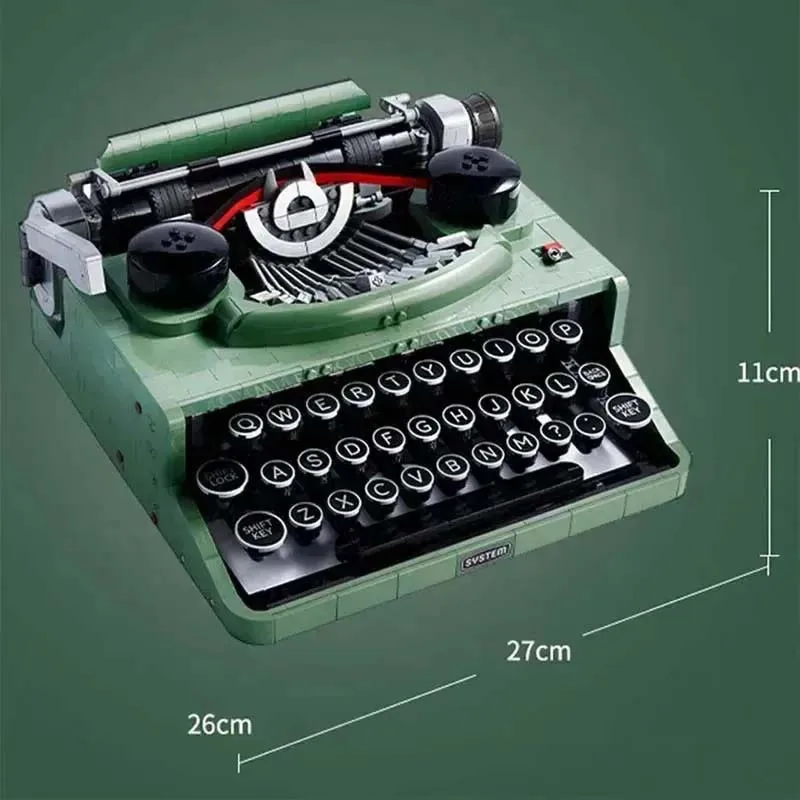 2079 PCSThe Retro Typewriter Building Blocks Marking Machine Keyboard Kids Writing Machine Gift Toy Compatible 21327