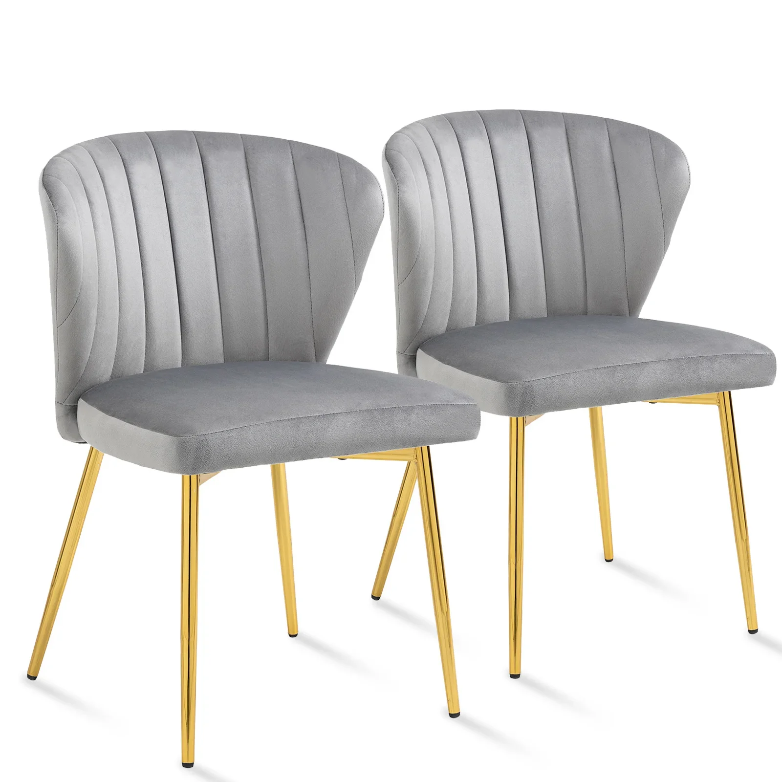 Velvet Dinning Chairs Set of 2 Durable Proof Living Room Chairs Upholstered Side Chair with Golden Metal Legs