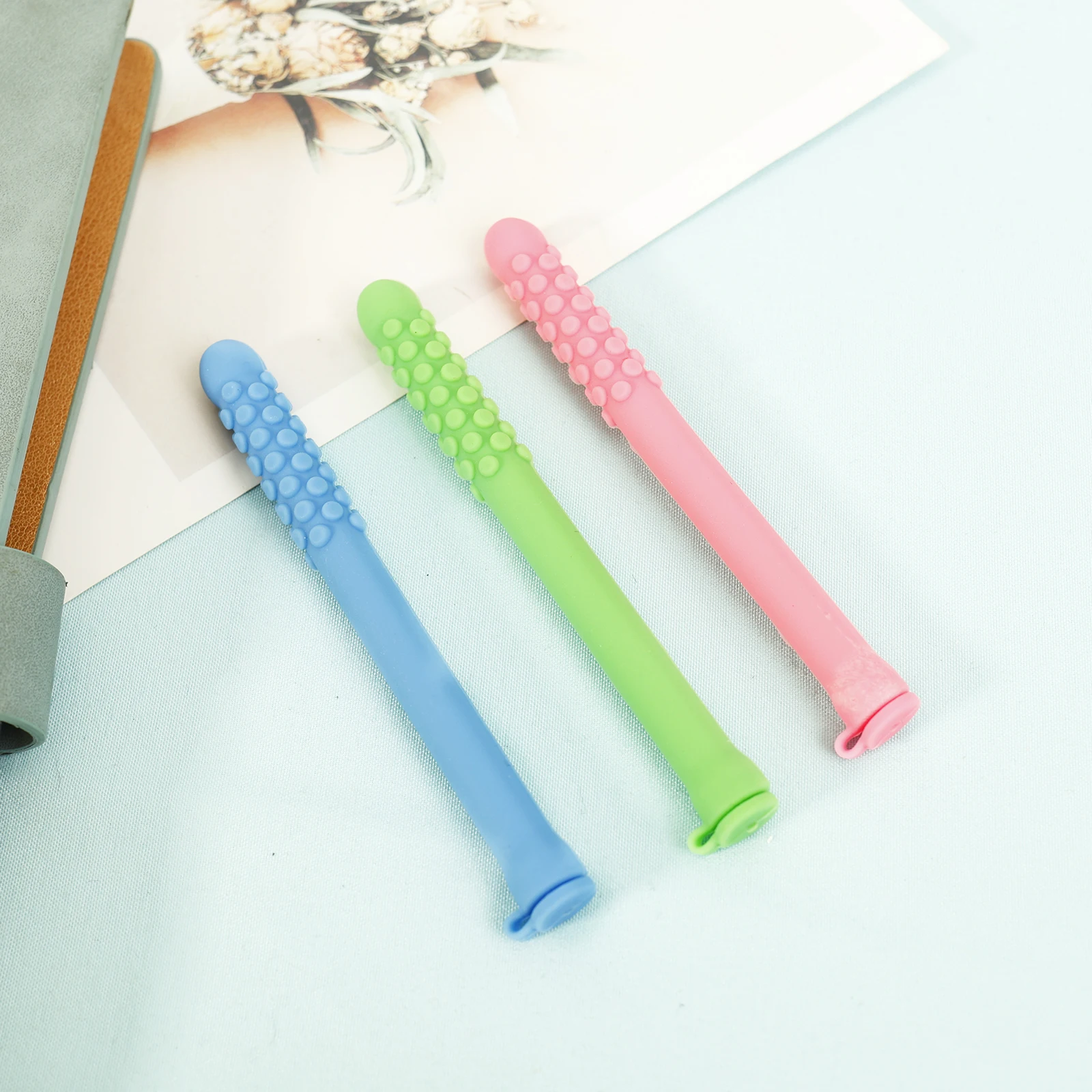 3Pcs Chewable Essential Oil Breath Stick Portable Silicone Breather Quit Smoking with Essential Oil for Aromatherapy on The
