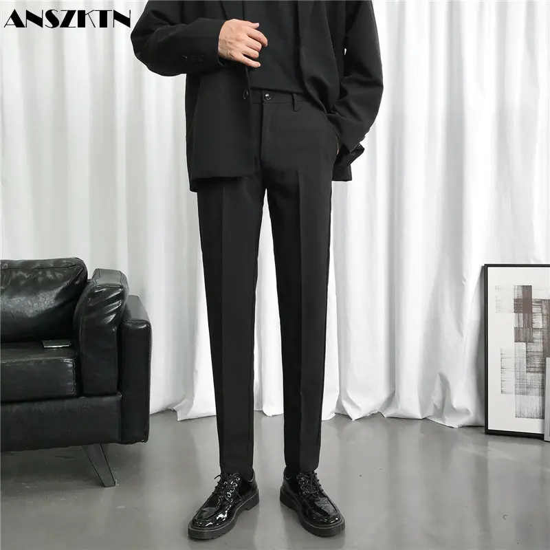 ANSZKTN Trend spring and summer new casual nine points men slim hanging long suit pants