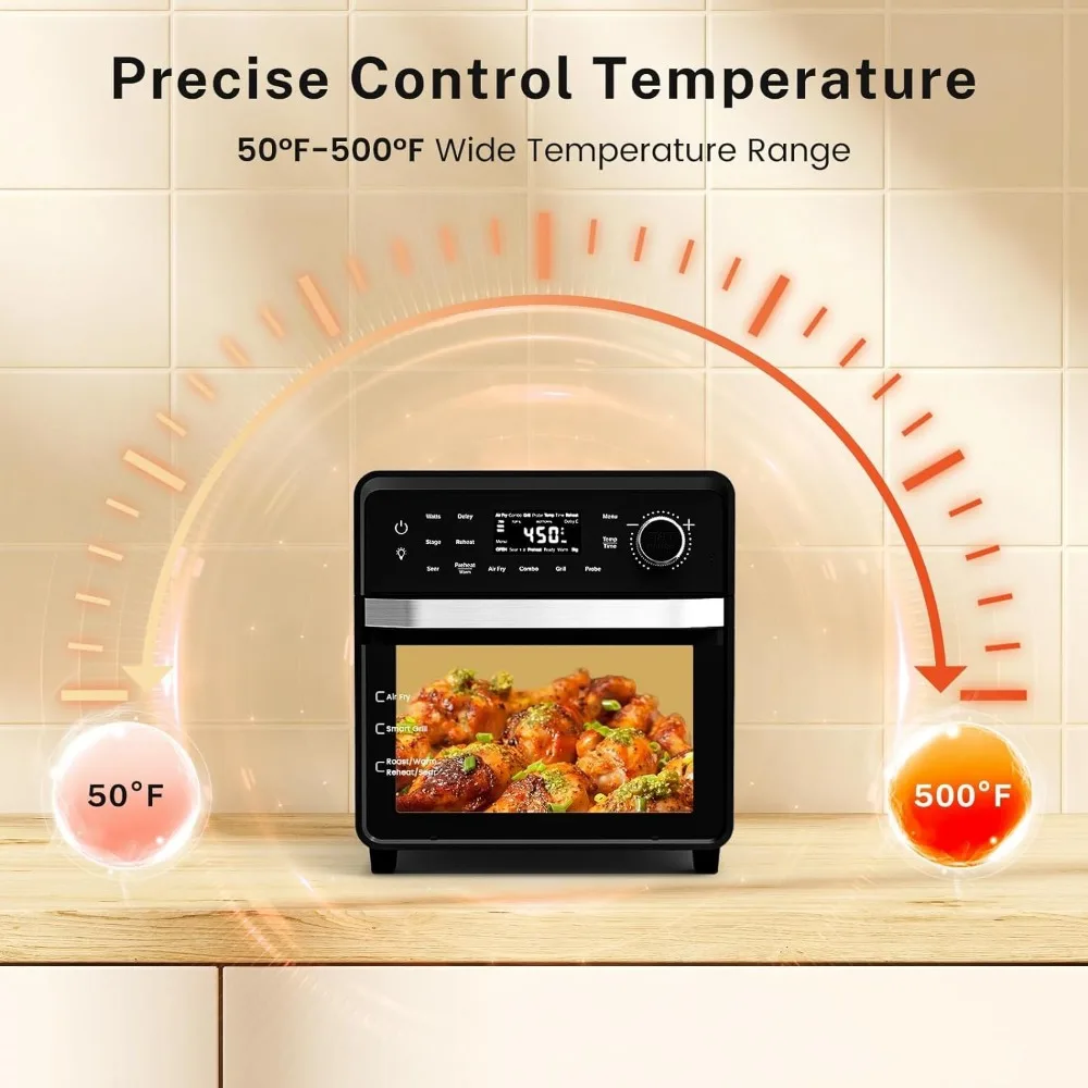 TODD ENGLISH Pro-Smart Grill, Plug-In Grill, Oven & Air Fryer, 550°F Preheat, TRUE Char & Flavor of Premium