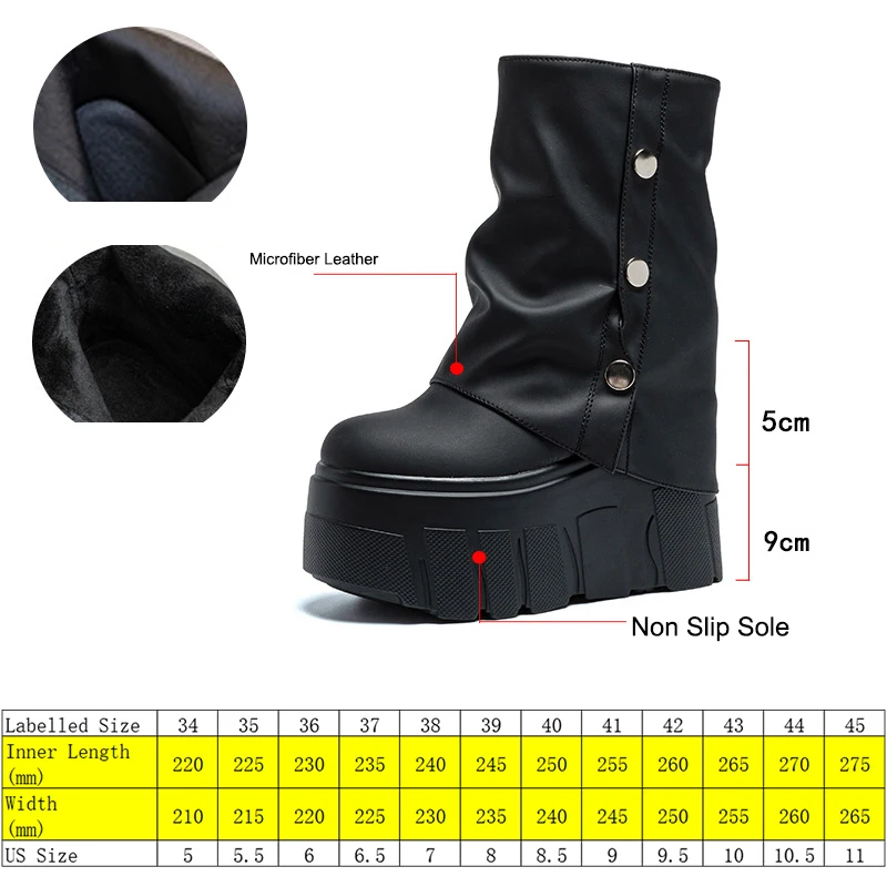 Fujin 14cm Women Ankle Boots Microfiber Leather Waterproof Warm