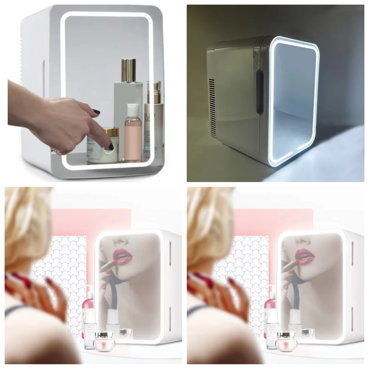 6L Mirror Door Mini Fridge Portable Desktop Beauty Refrigerator for Cosmetics Skincare