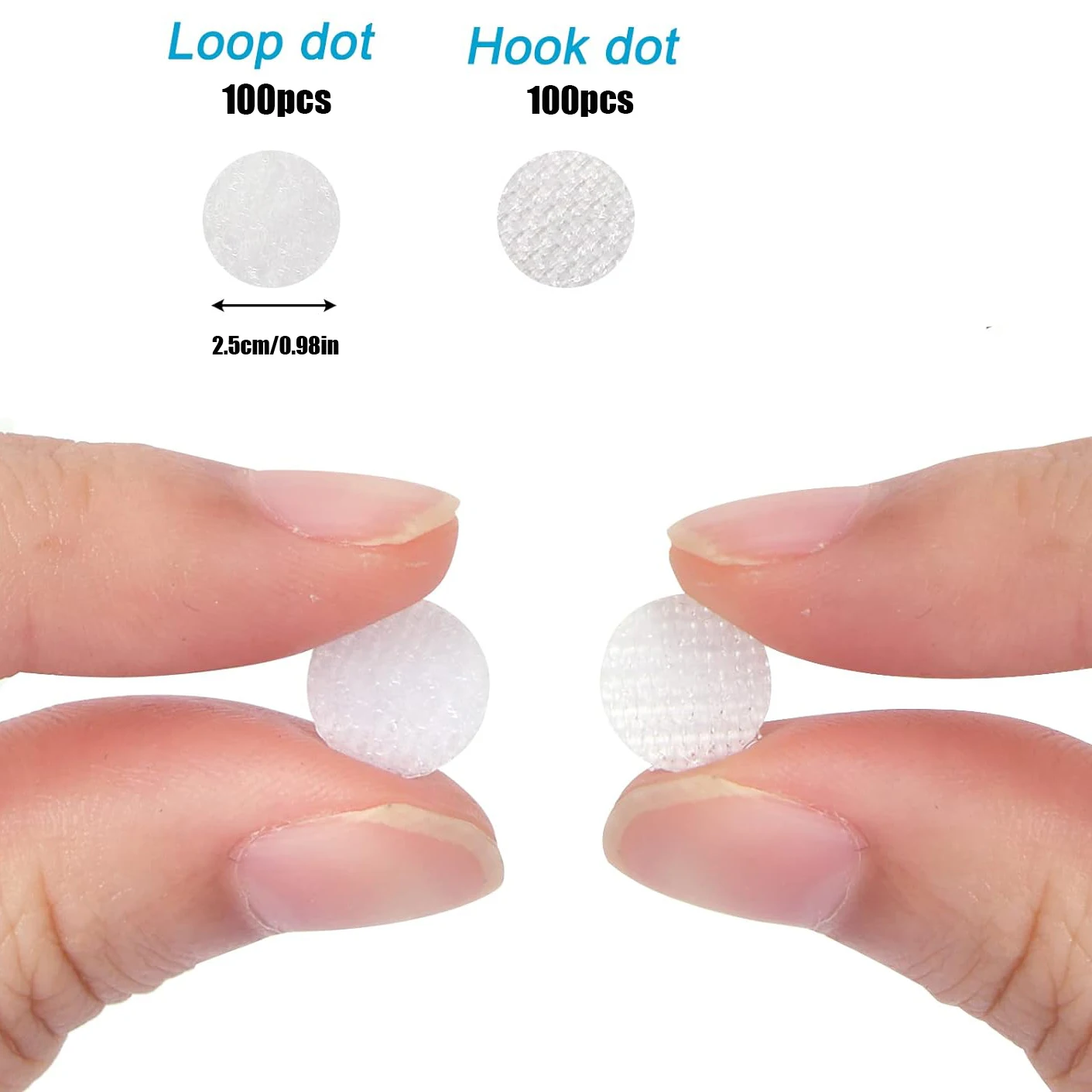 200pcs (100 Pair Sets) 15mm Diameter Sticky Back Hook, Self Adhesive Dots Loop Tapes for DIY Crafts Office Classroom