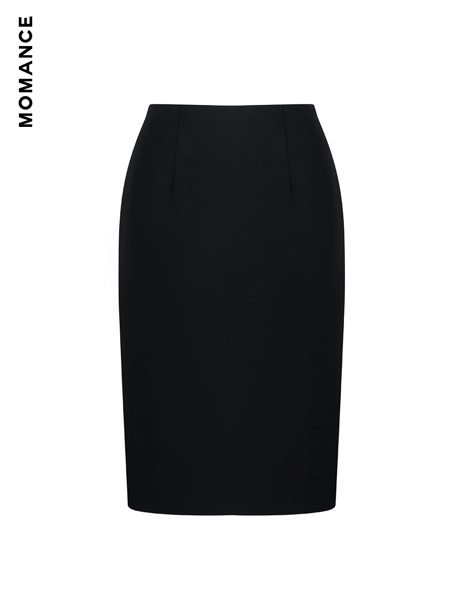 

MOMANCE Basic Sle Commute Skirt Tee-acetate Fiber Busin Ci Daily Formal Ba Zipper O-ape Stand Fit Midi Skirt