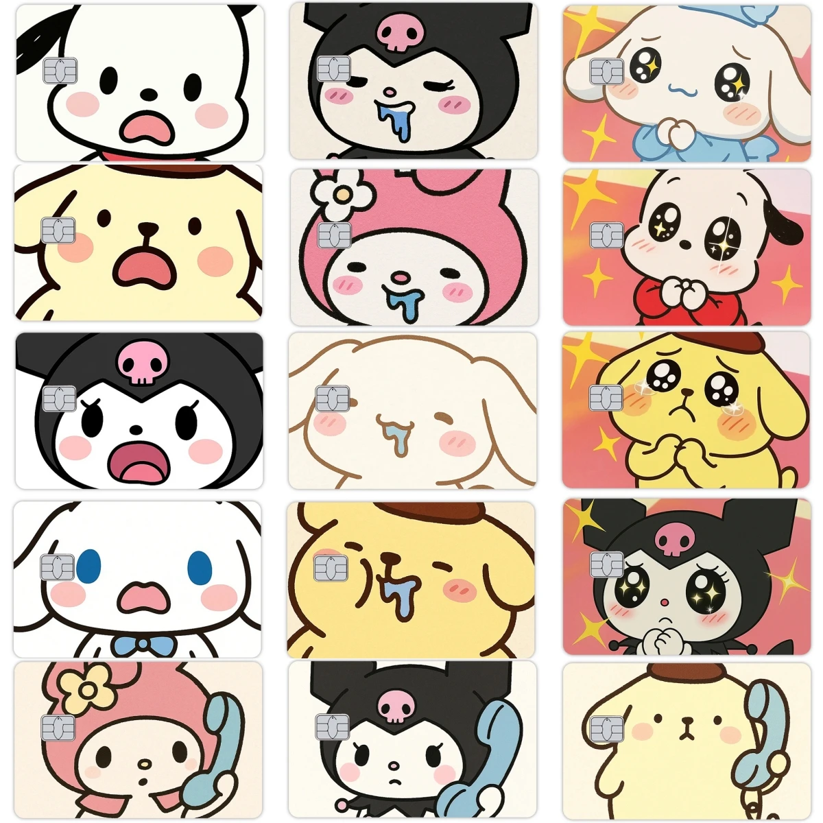 Pegatinas Mate para Tarjetas de Crédito y Débito con Diseño de Anime, Kuromi, My Melody, Cinnamoroll, Kawaii, Divertidas, Decoración de Piel, Regalo