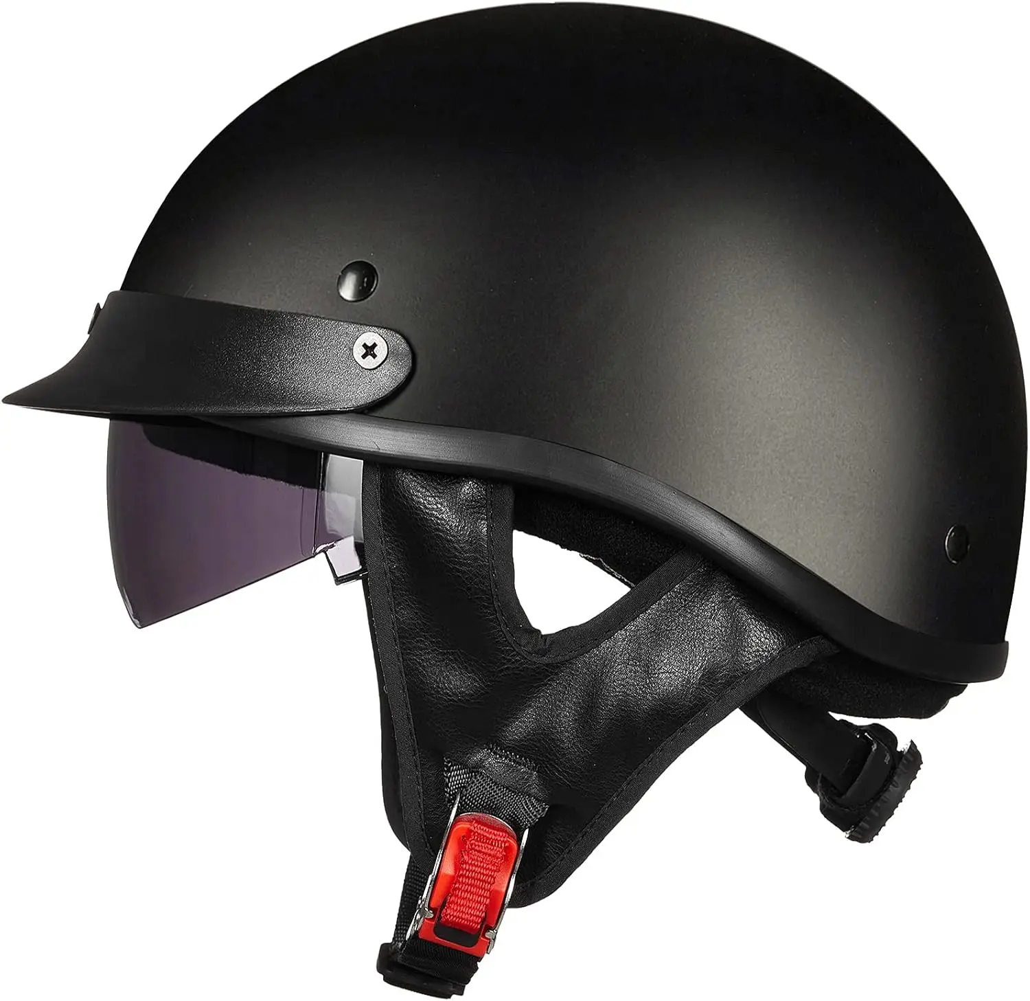 

DOT Approved Open Face Motorcycle Helmet with Sun Visor, Quick Release Buckle for Men and Women