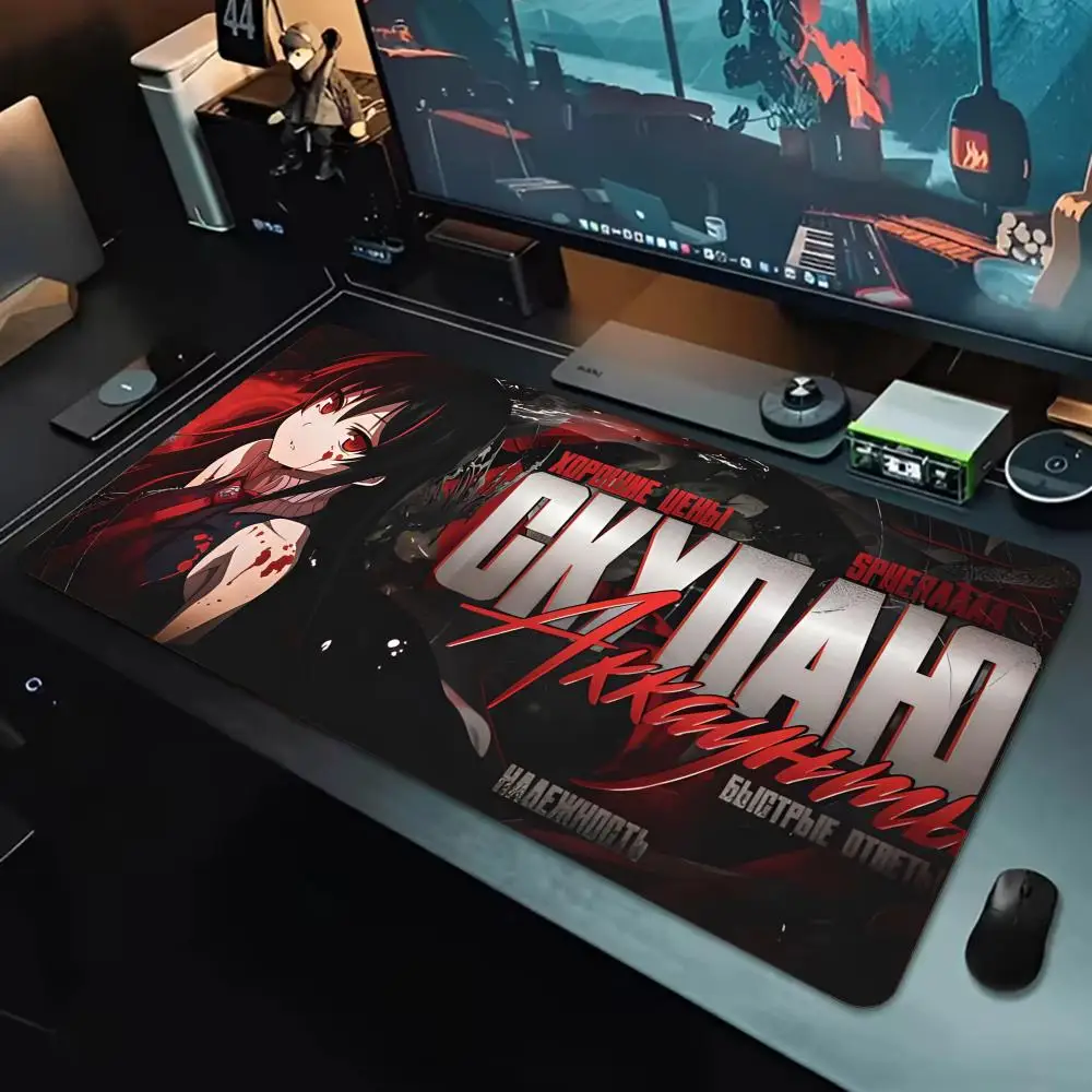 Violent Anime A-Akame ga KILL Mouse Pad Large Waterproof Gaming Mouse Pad, Non-Slip with Stitched Edge