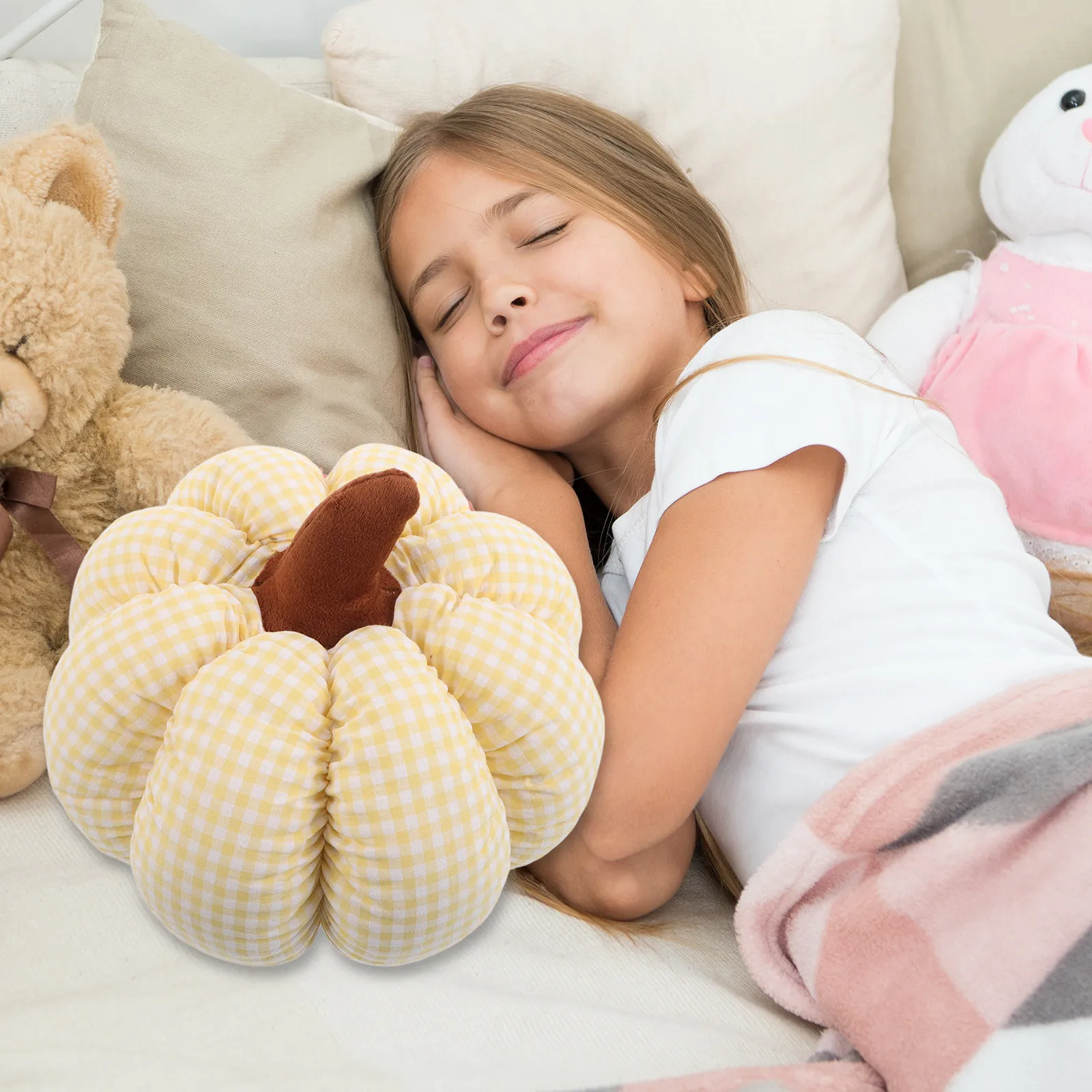 

Pumpkin Pillows Nordic Design Soft Round Throw Cushion for Couch Sofa Bedroom Living Room Seasonal Fall Winter Holiday Decor