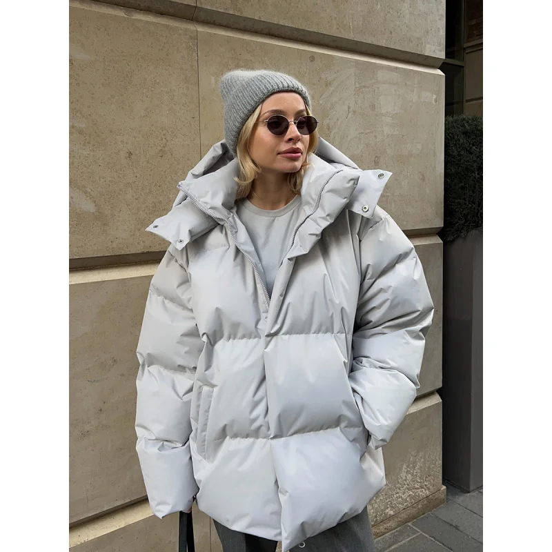 2025Women's Fashion Winter Cotton Jacket，Loose Cotton Padded Jacket with Hood，Super Warm Cotton Jacket