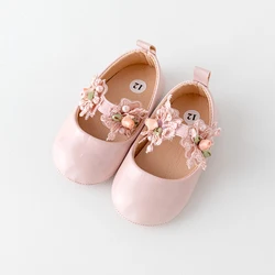 Baby Girl Mary Jane Shoes Soft Sole Infant Shoes Premium PU Flats Infant Flower First Walker Crib Shoes for Party