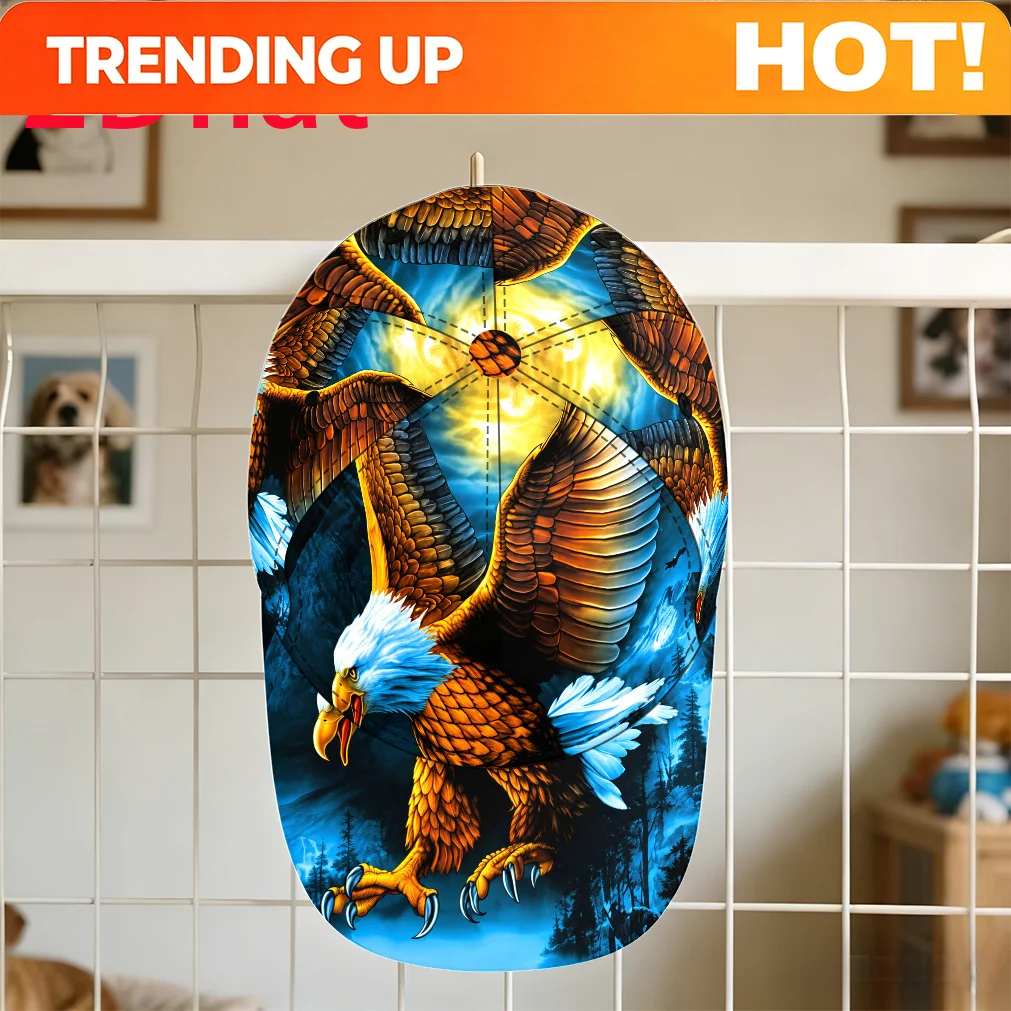 Customization 1pc 2D Flat Bald Eagle And Wolves Under The Moonlit Night Baseball Cap, Vintage Casual Wear Fishing Vacation Daily