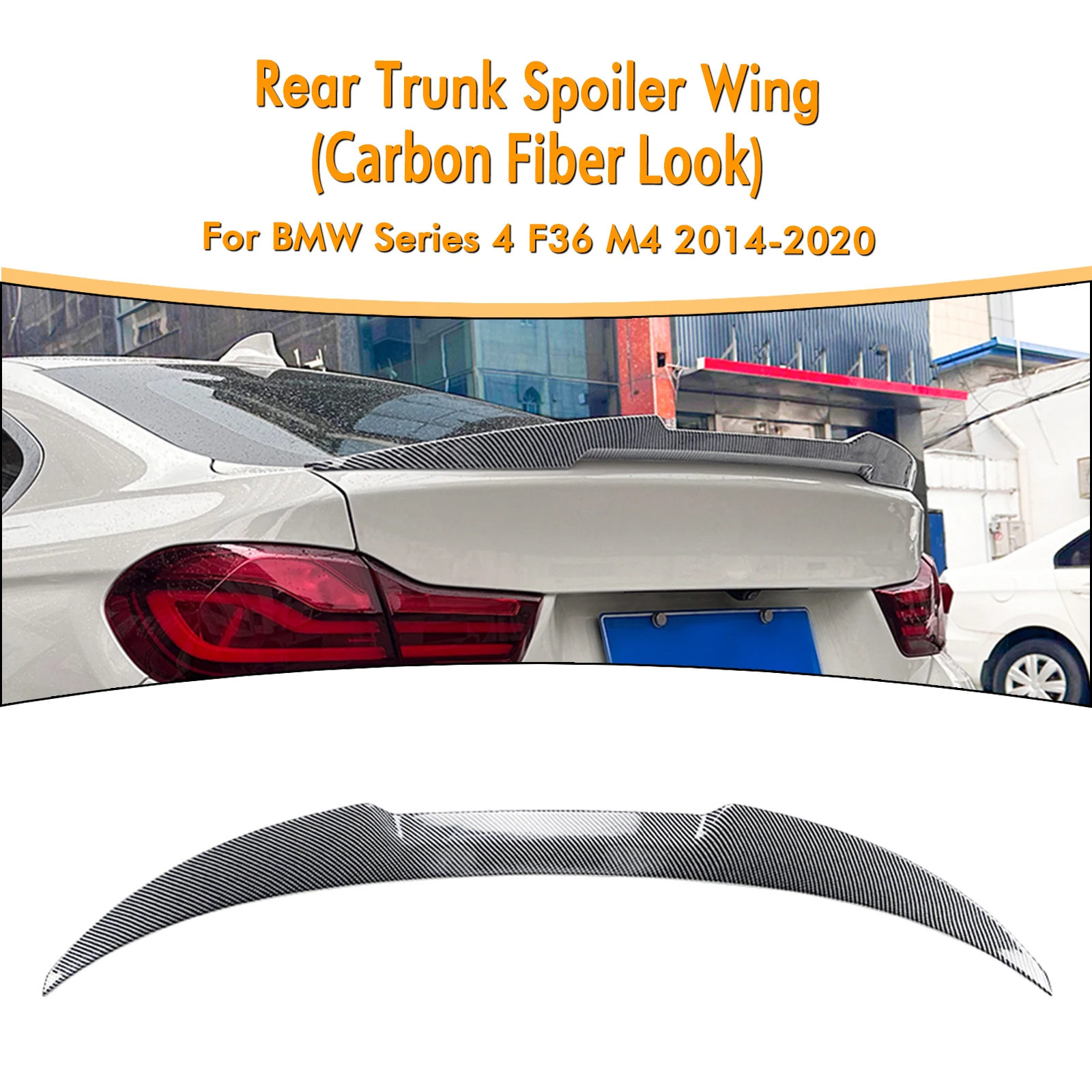 

For BMW 4 Series F36 2014-2020 420i 430i 435i 440i Gran Coupe 4 Door M4 Style Rear Trunk Lid Spoiler Wing Lip Tailgate Splitter