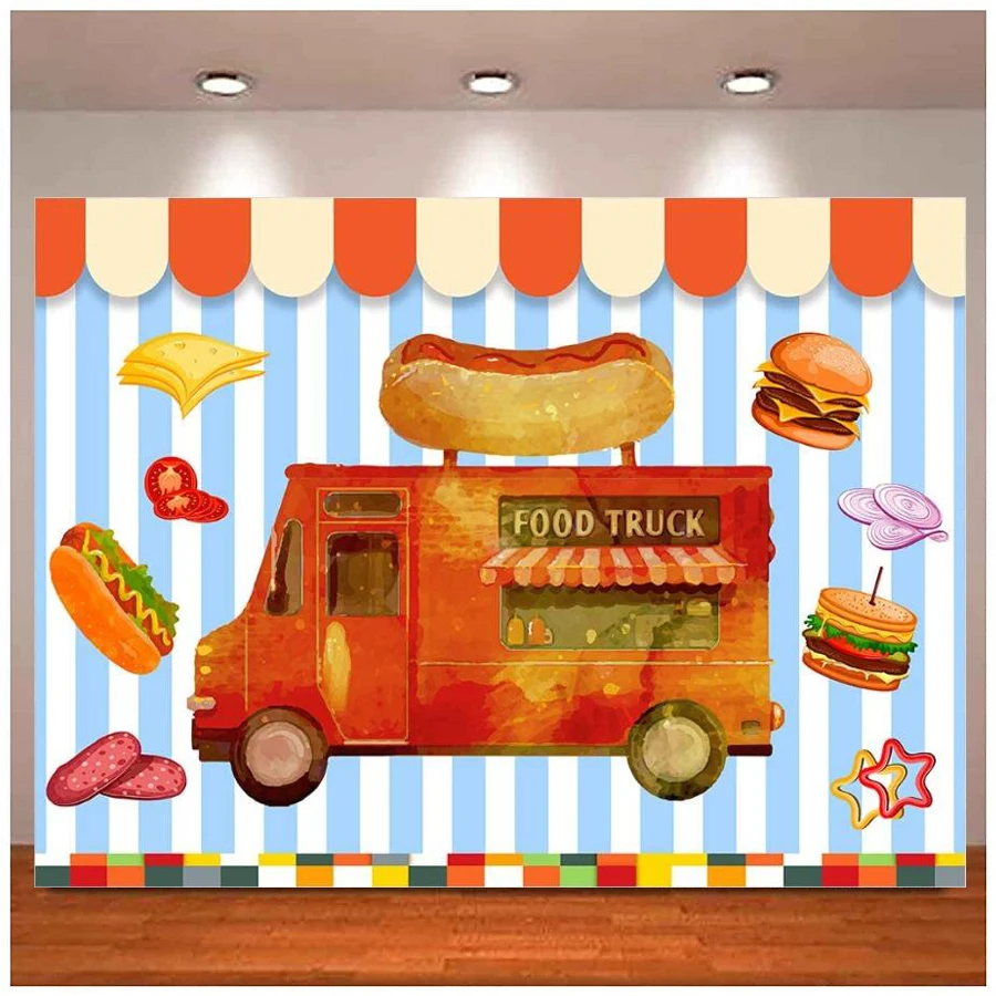 

Food Truck Photography Backdrop For Dessert Shop Background Party Decor Banner Poster Supplies Photo Shooting Props