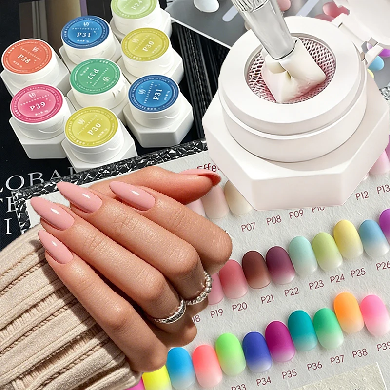 39-Farben Air Cushion Patting Gel Hochsättigendes Blush Gradient Ombre Nagelkunst Gel Ohne Reinigung Malerei Transfer UV LED Soak Off – Detail 2