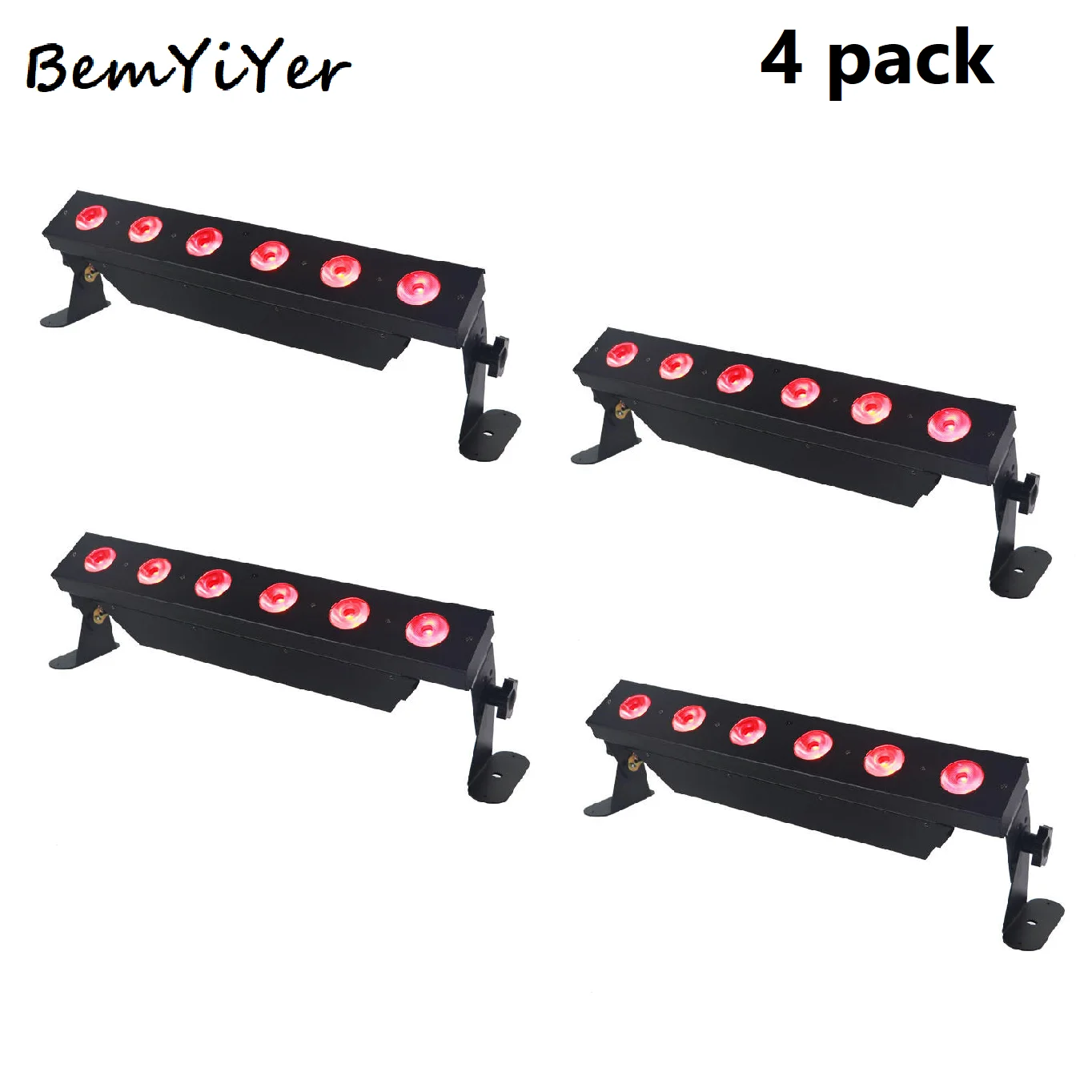 

4pack Battery operated led Par wash bars Uplights 6x15W Wireless DMX IR/RGBWA+UV 6in1 for DJ party wedding stage lighting