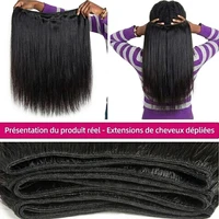 16A Double Drawn Bone Straight Human Hair Bundles Brazilian Raw Hair Weave 100% Unprocessed Virgin Hair Extensions Natural Black Color Full Thick Ends Bundle 6