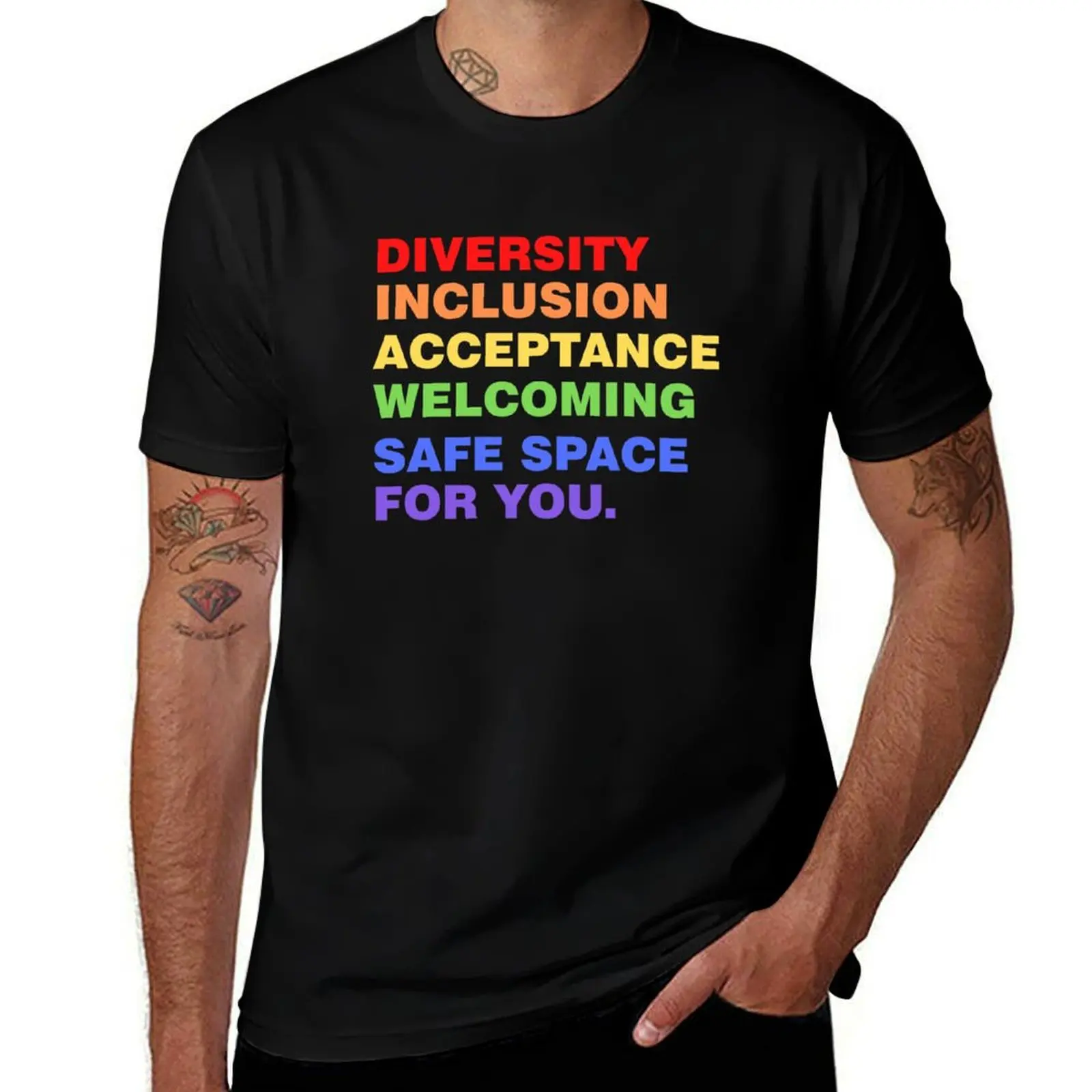 Diversity Inclusion Acceptance welcoming safe space for you.- Safe Space LGBTQ T-Shirt tops heavyweights workout shirts for men