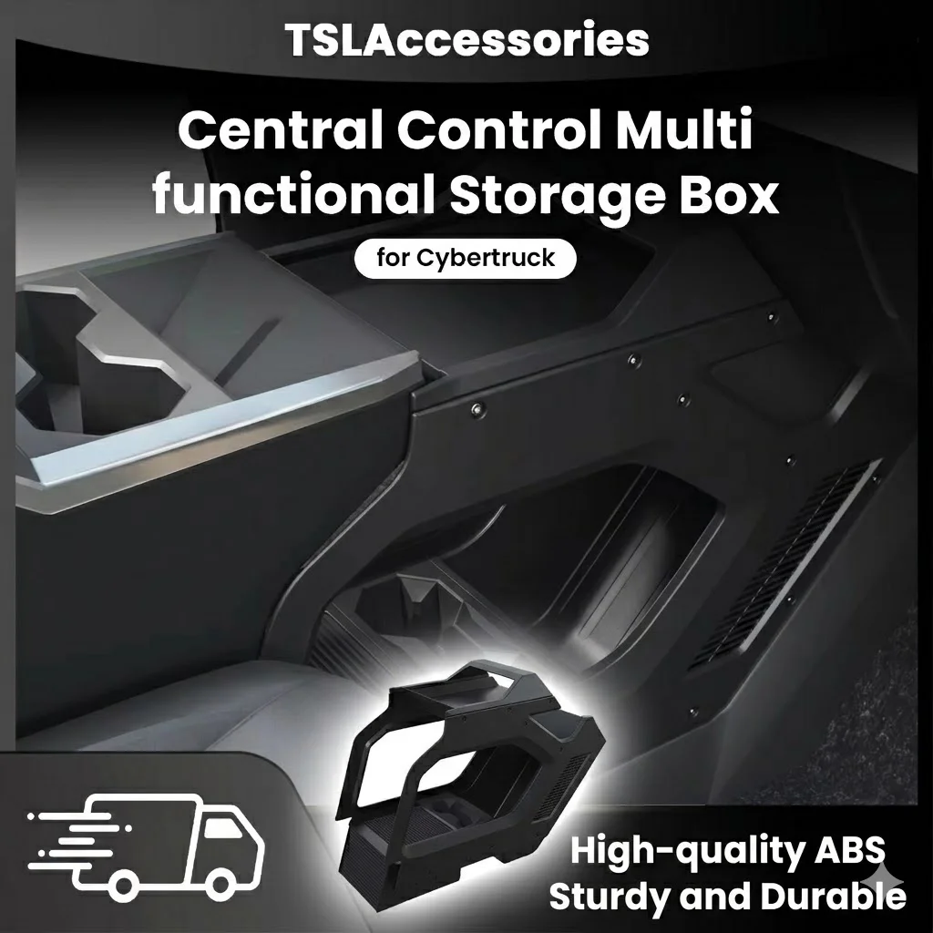 for Tesla Cybertruck 2024+ Lower Center Console Storage Box Premium Eco-Friendly ABS Aisle Organizer Tray Expansion Kit