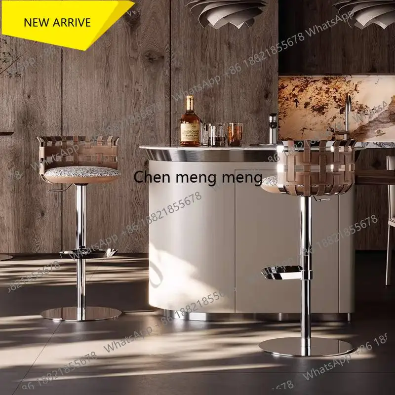 Silla de Bar Minimalista Italiana B178, Diseño Rústico, Giratoria y Ajustable, Ergonómica, para Restaurantes, Banqueta Alta, Cocina, Club