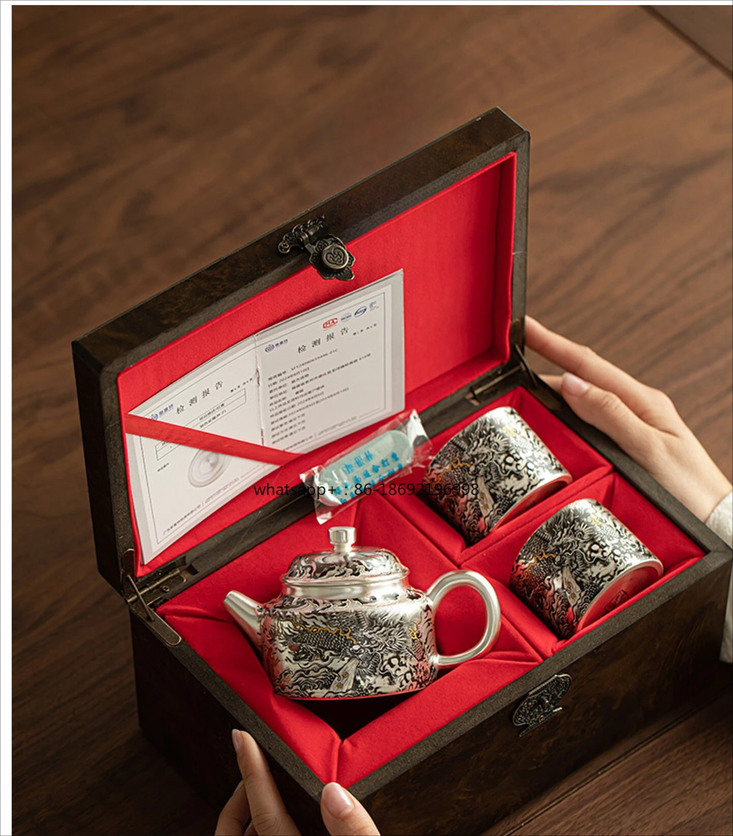 Molong Silver Pot Kung Fu Tea Set Dezhong Pot One Pot Two Cups High-end Gift Set