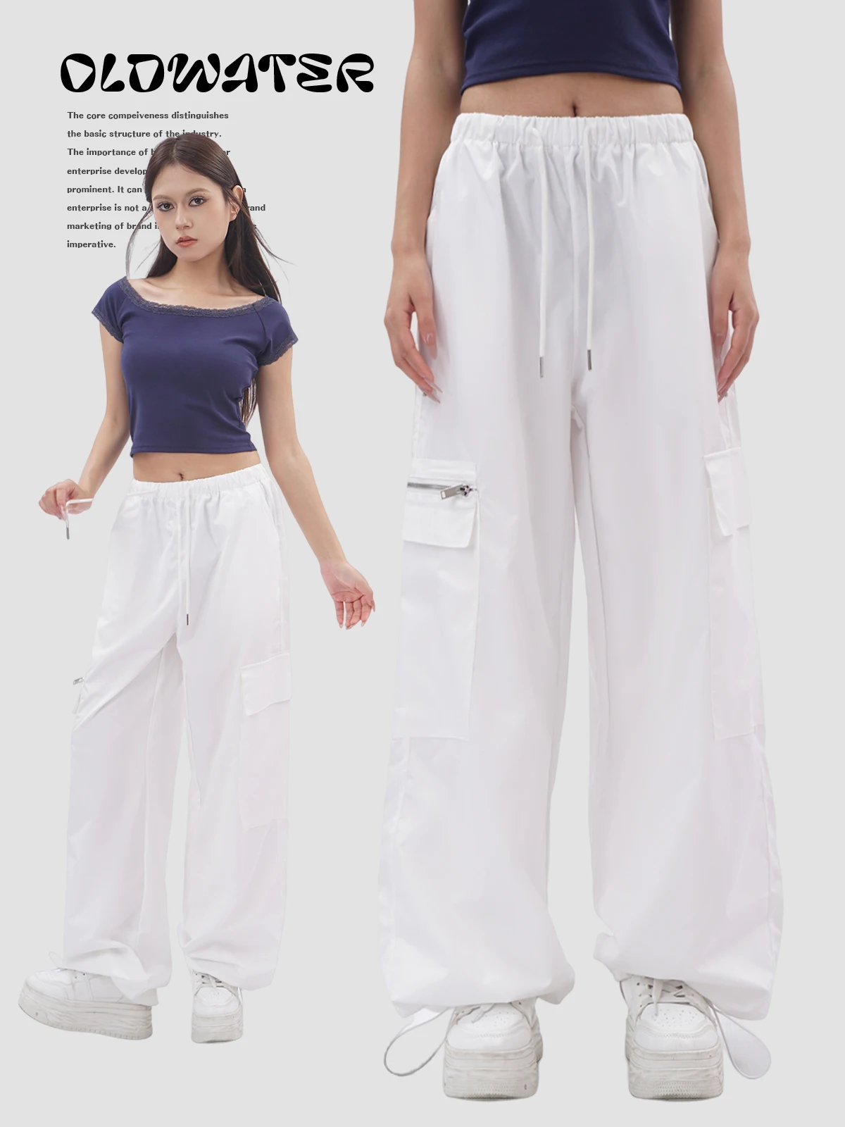 

Street Sle Women's Cargo Pants High Waist Long Trousers Loose Wide Leg Hip Hop Paratrooper Pants with Big kets Spicy Girl