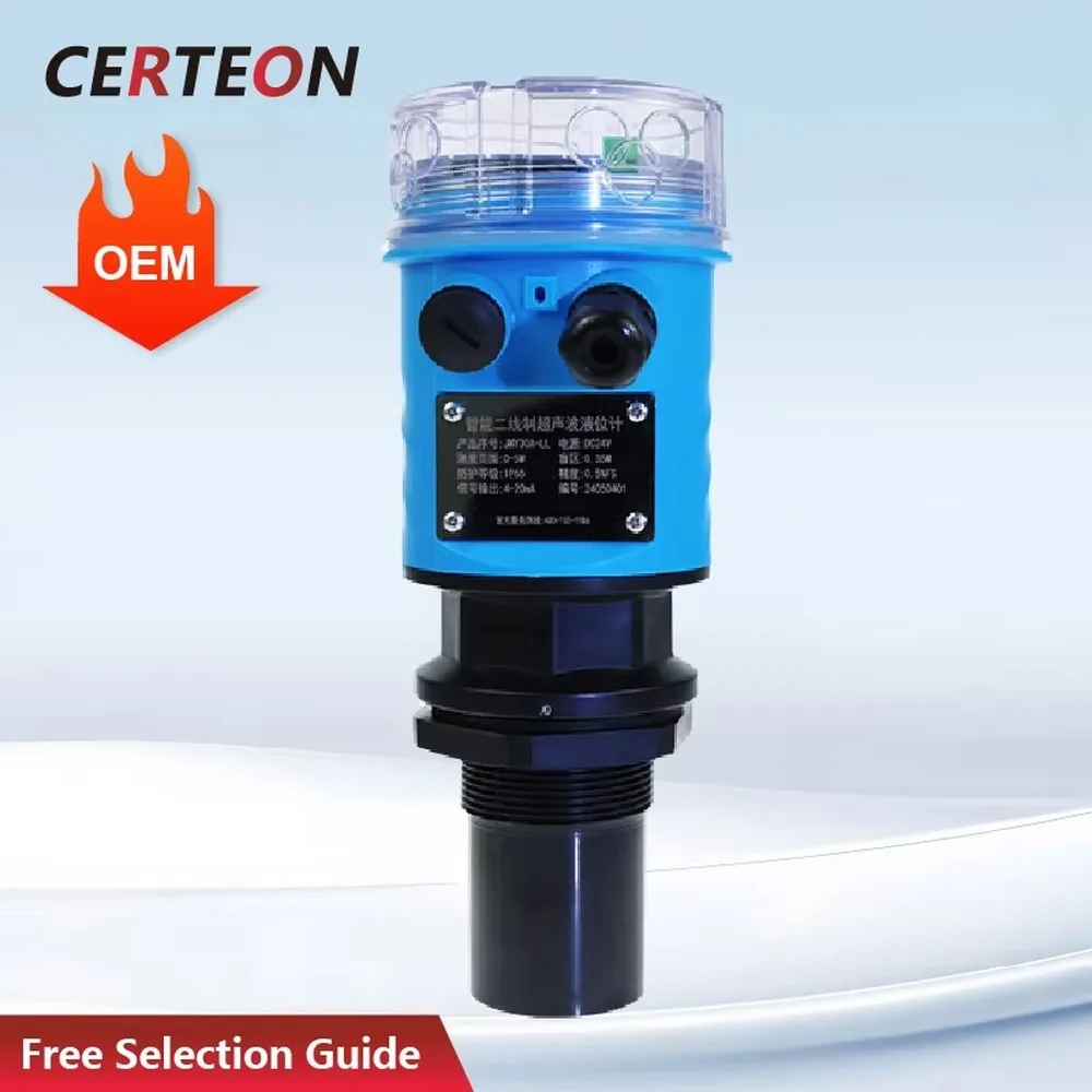 Ultrasonic Level Transmitter 4-20mA RS485 Tank Sensor IP65 IP68 Remote Monitoring Smart Liquid Gauge Industrial